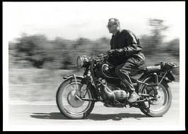 C Wright Mills on his BMW motorbike